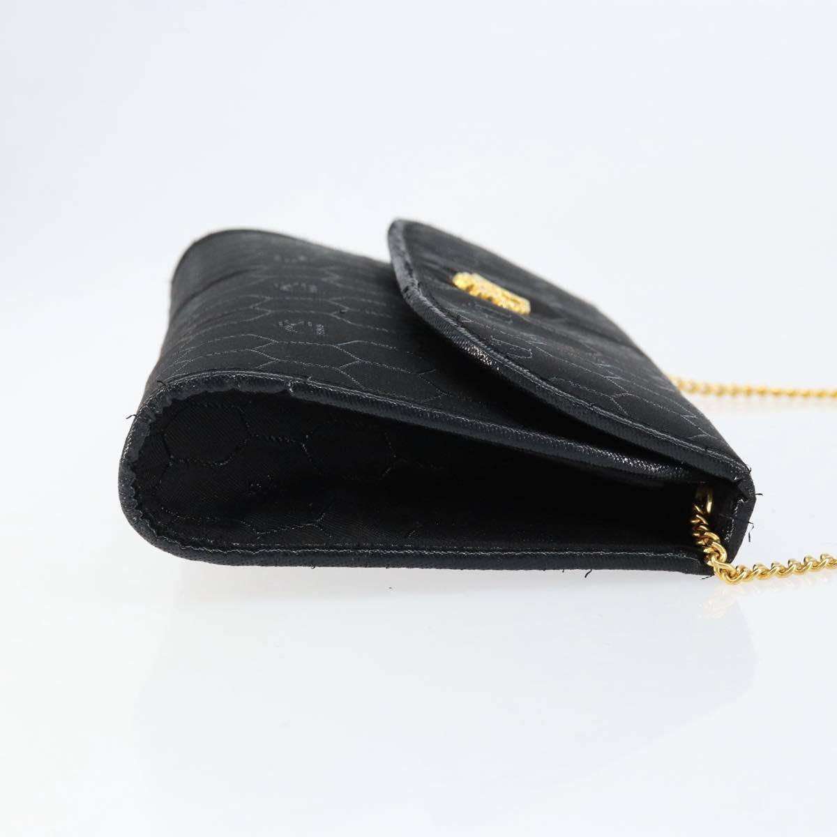 Christian Dior Honeycomb Canvas Chain Shoulder Bag Black Gold Auth ep12064