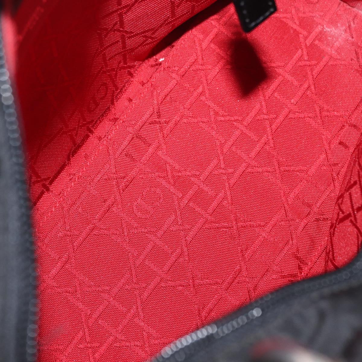 Christian Dior Lady Dior Canage Hand Bag Nylon 2way Black Silver Auth ep12065