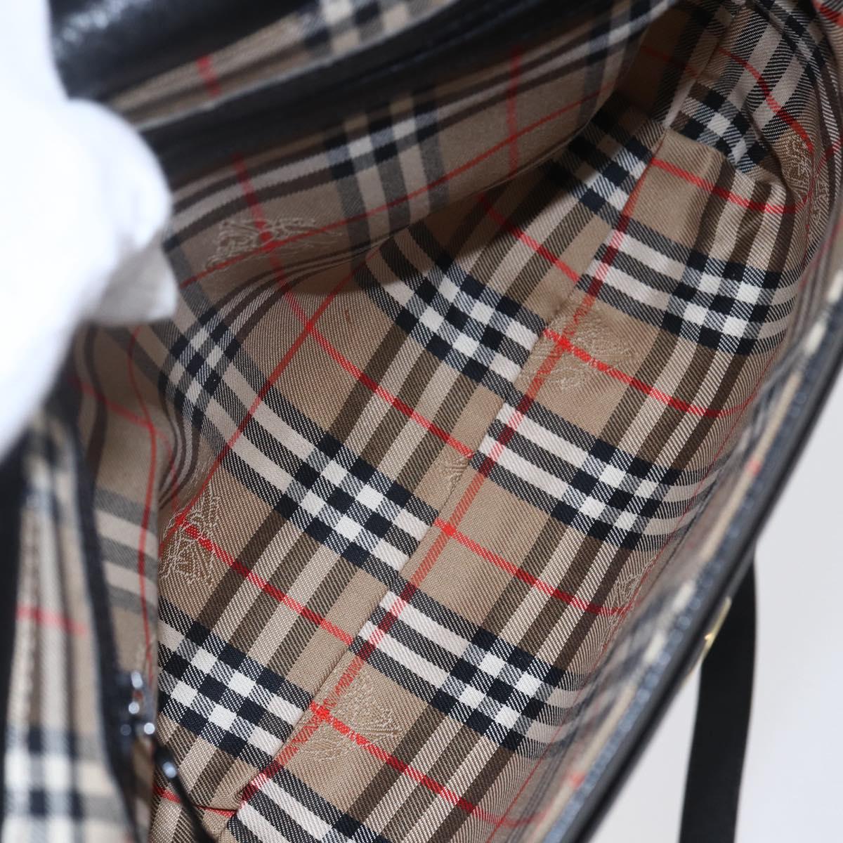 Burberrys Shoulder Bag Leather Black Gold Auth ep12073