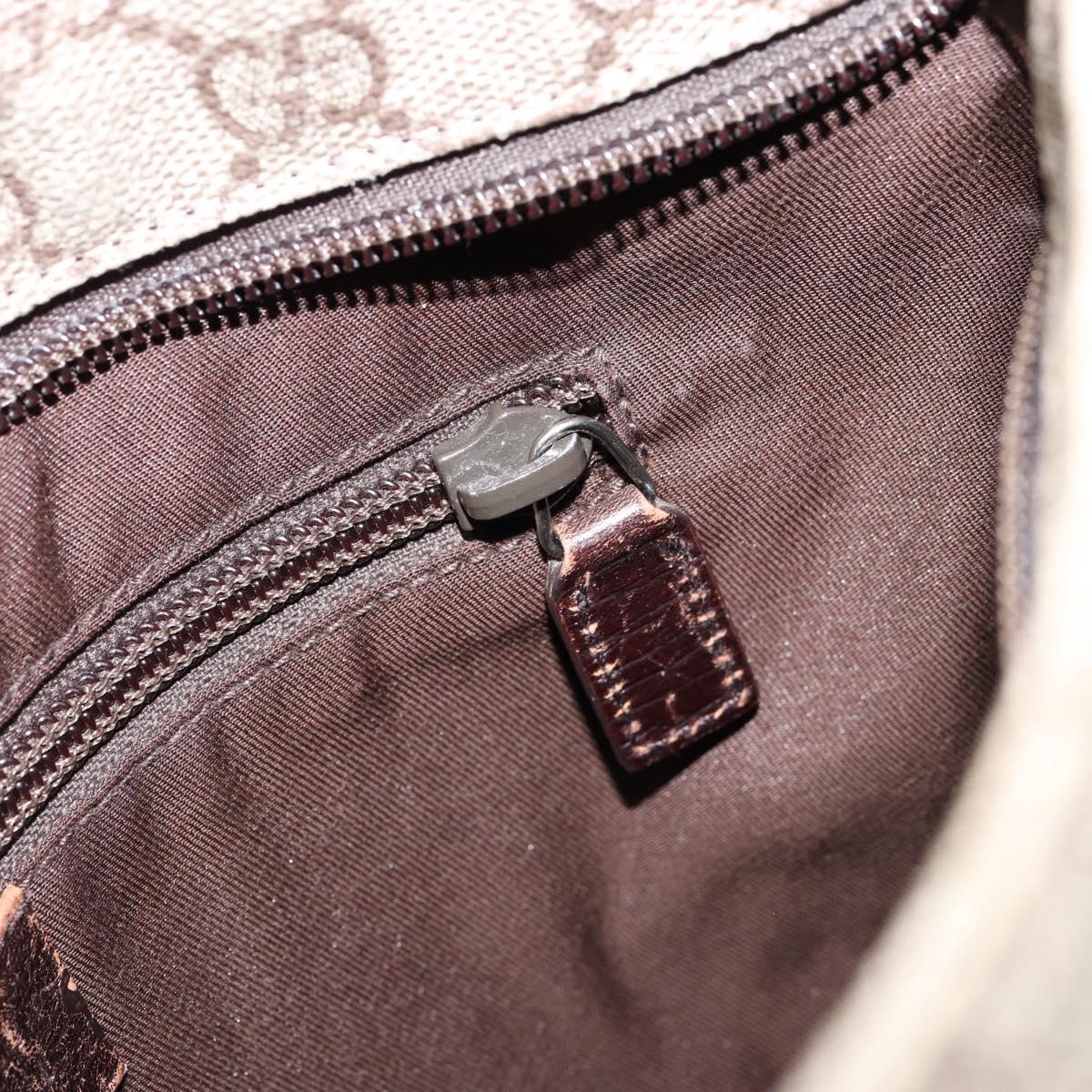 GUCCI GG Supreme Shoulder Bag PVC Beige Silver 141626 Auth ep12076