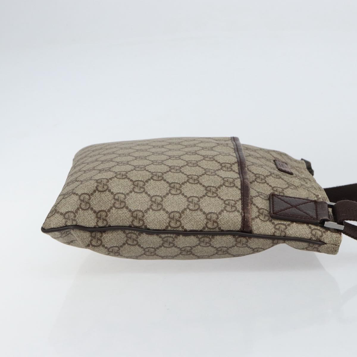 GUCCI GG Supreme Shoulder Bag PVC Beige Silver 141626 Auth ep12076