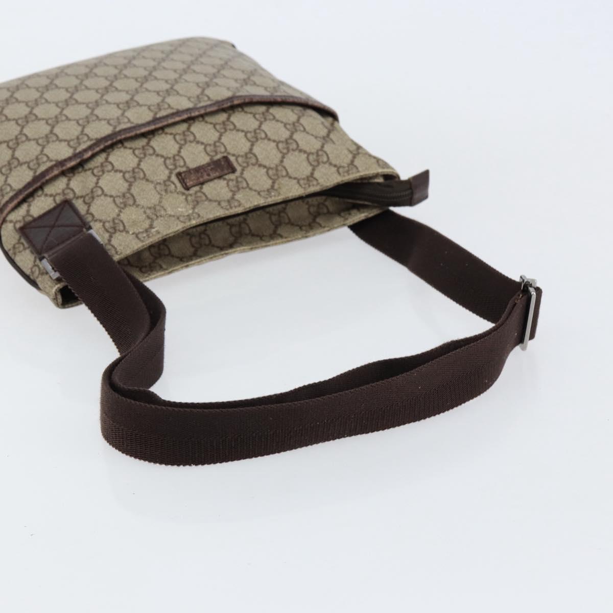 GUCCI GG Supreme Shoulder Bag PVC Beige Silver 141626 Auth ep12076