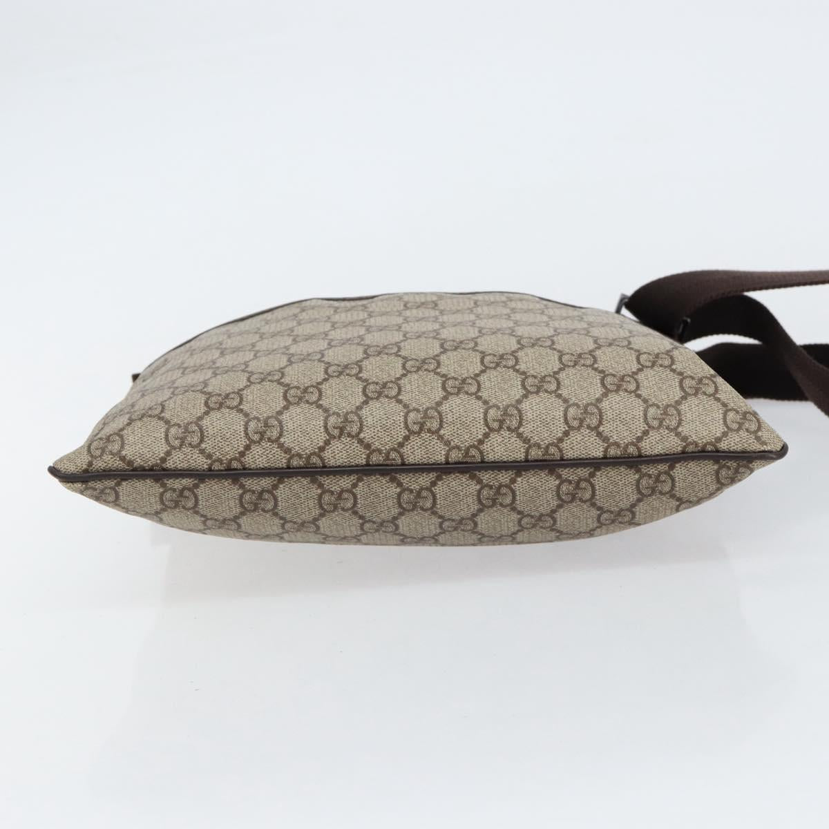 GUCCI GG Supreme Shoulder Bag PVC Beige Silver 141626 Auth ep12076