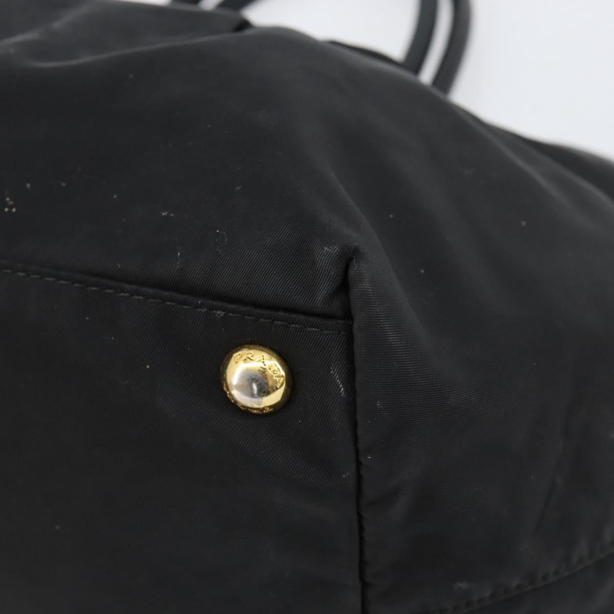 PRADA Hand Bag Nylon Black Gold Auth ep12082
