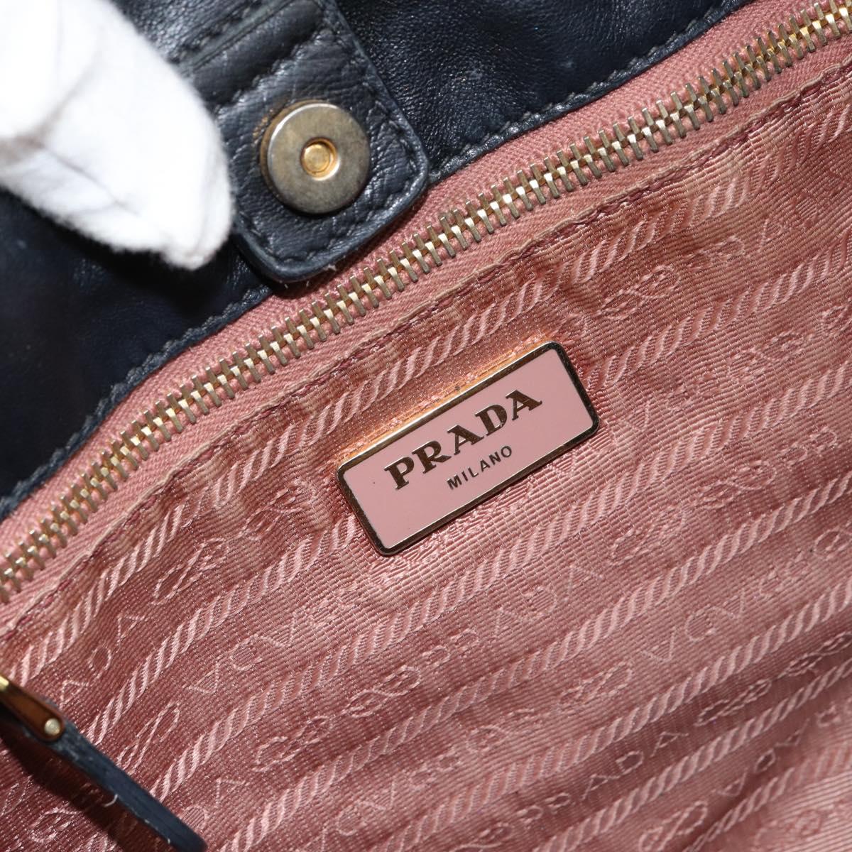 PRADA Hand Bag Nylon Black Gold Auth ep12082