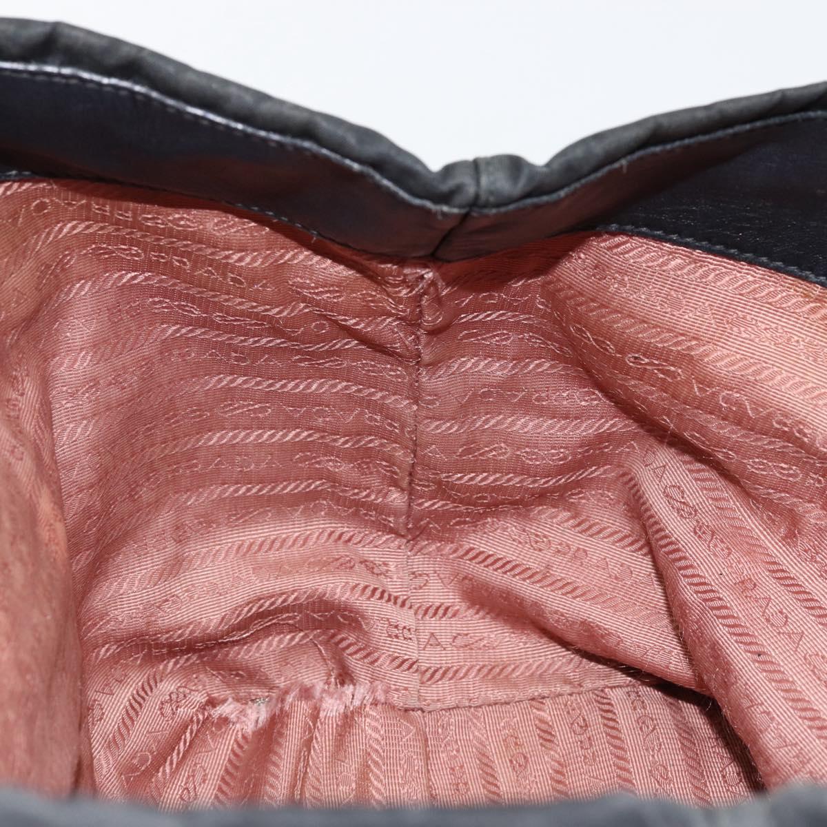 PRADA Hand Bag Nylon Black Gold Auth ep12082