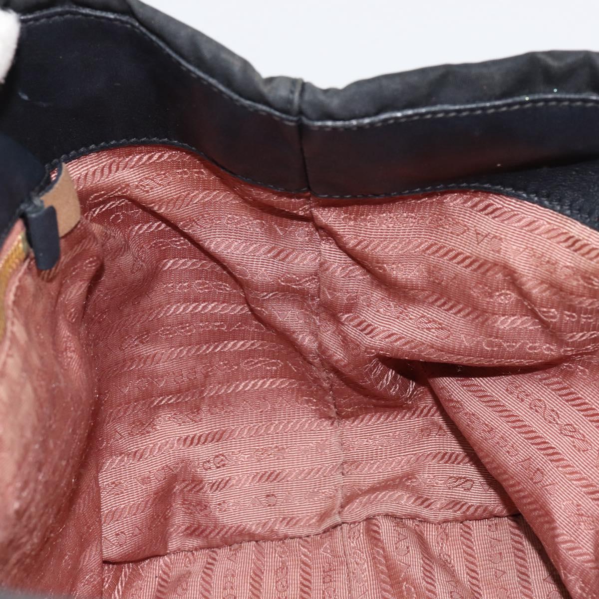 PRADA Hand Bag Nylon Black Gold Auth ep12082