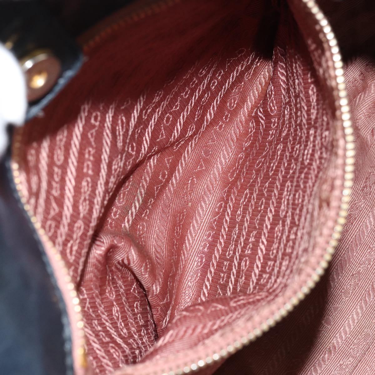 PRADA Hand Bag Nylon Black Gold Auth ep12082