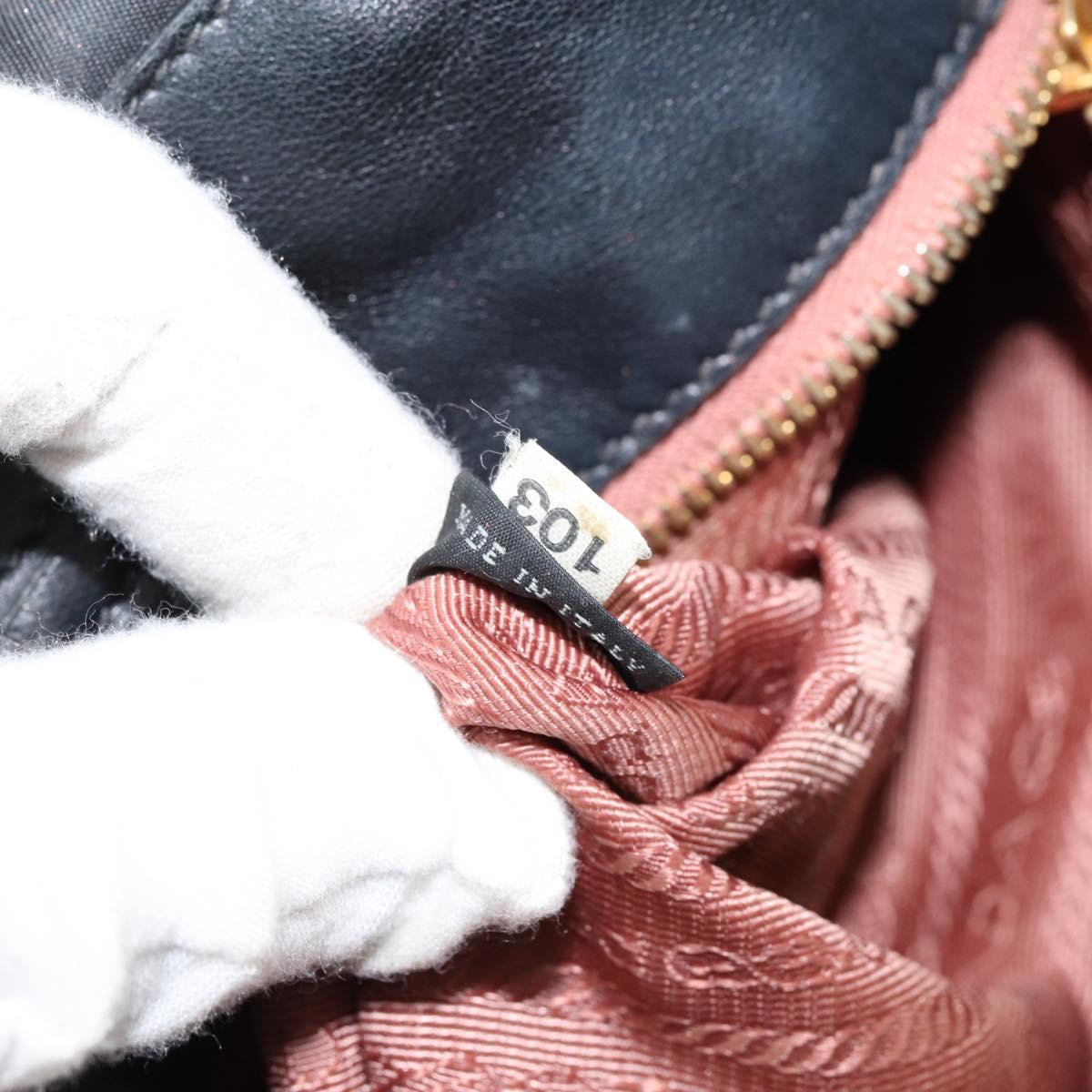 PRADA Hand Bag Nylon Black Gold Auth ep12082