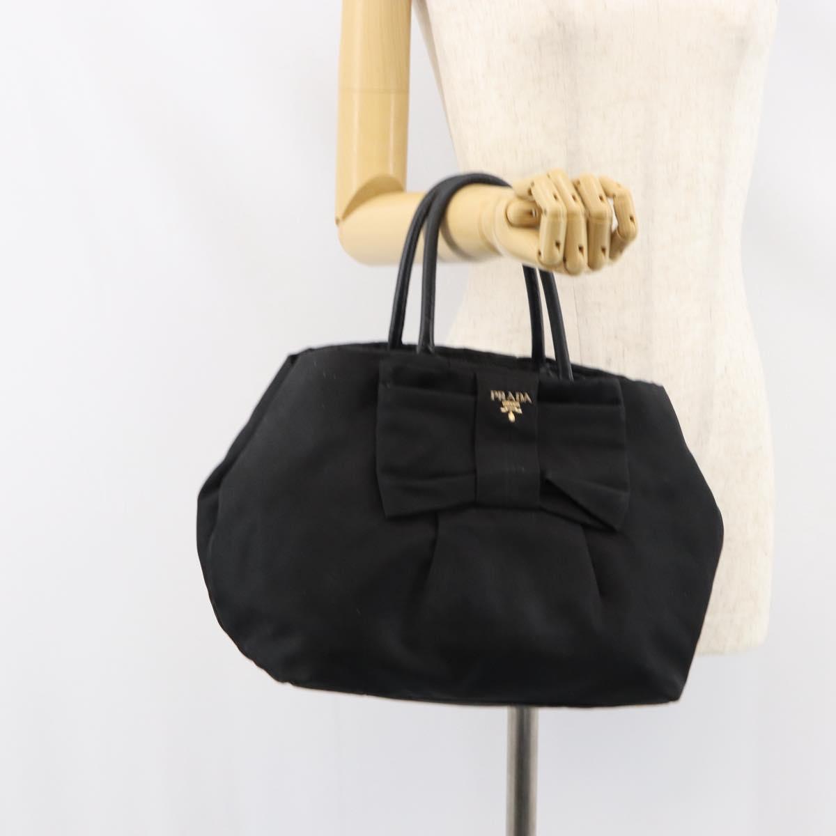 PRADA Hand Bag Nylon Black Gold Auth ep12082