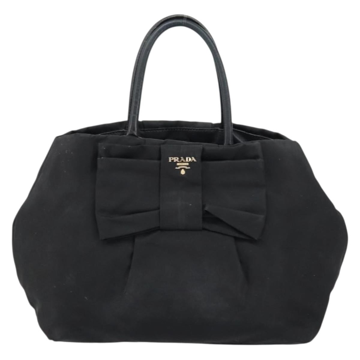PRADA Hand Bag Nylon Black Gold Auth ep12082