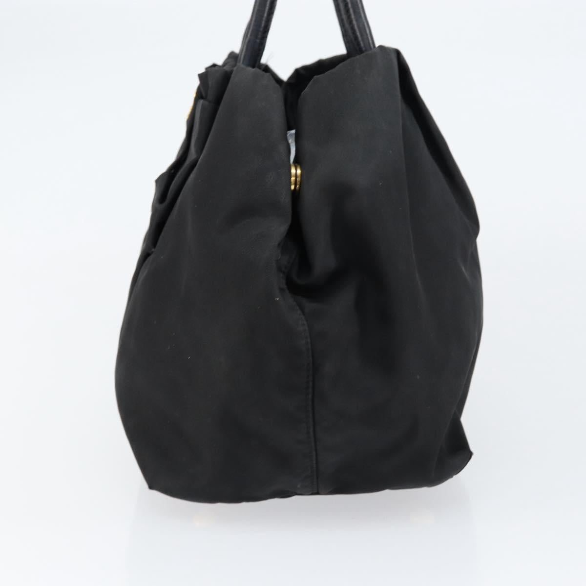 PRADA Hand Bag Nylon Black Gold Auth ep12082