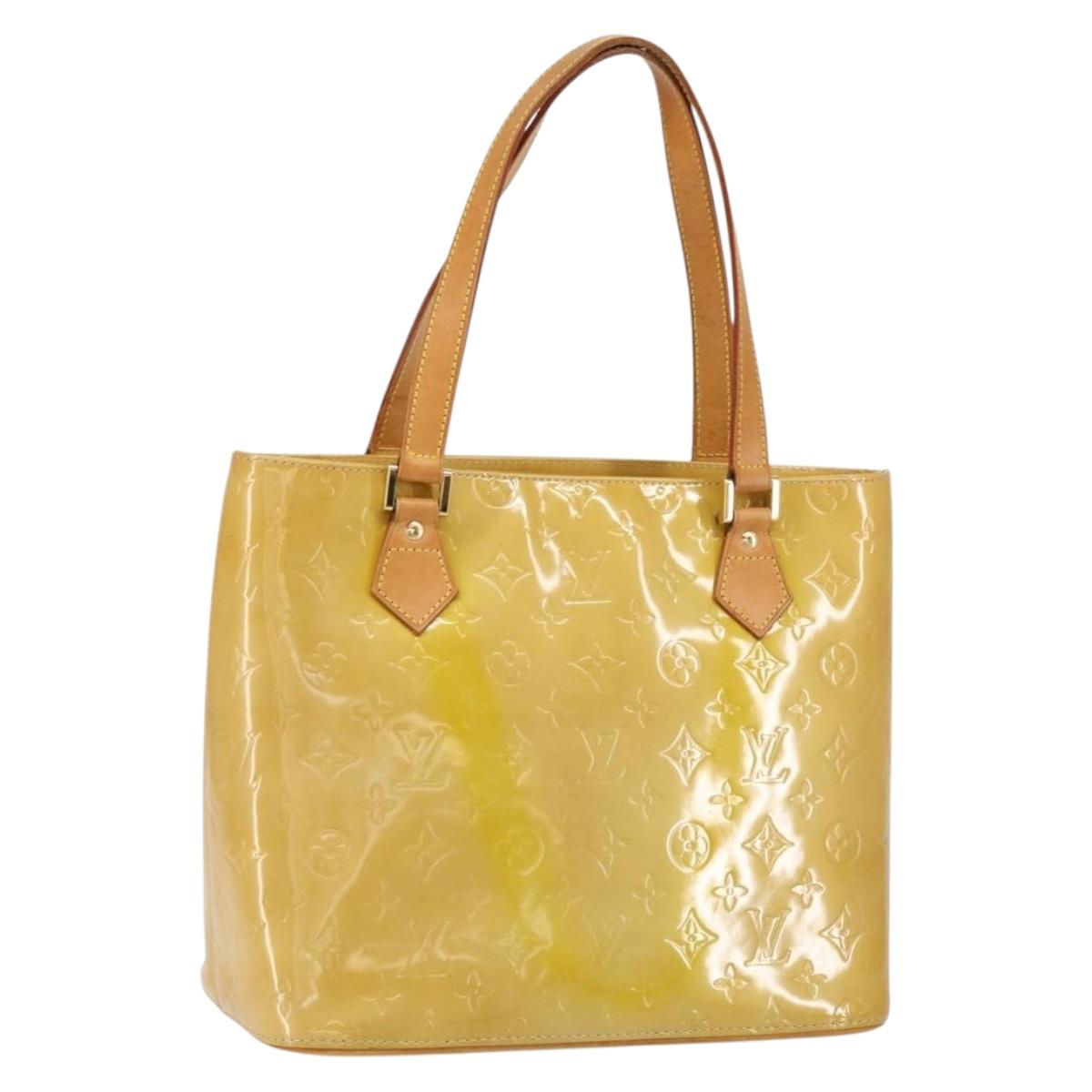 LOUIS VUITTON Monogram Vernis Houston Hand Bag Beige M91004 LV Auth ep12084