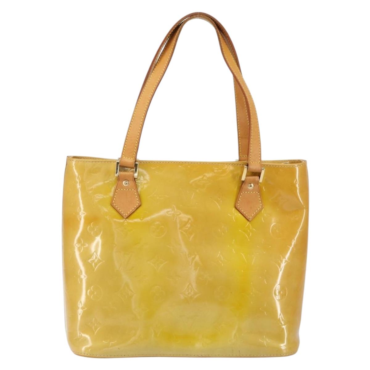 LOUIS VUITTON Monogram Vernis Houston Hand Bag Beige M91004 LV Auth ep12084