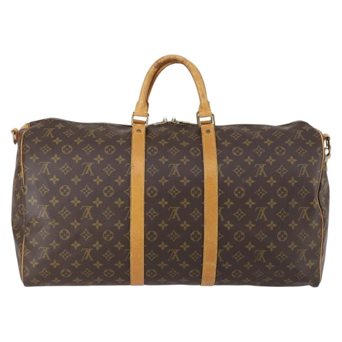 LOUIS VUITTON Monogram Keepall Bandouliere 55 Boston Bag M41414 LV Auth ep12087