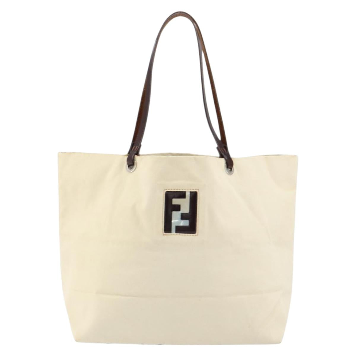 FENDI Hand Bag Canvas Ivory Auth ep12091