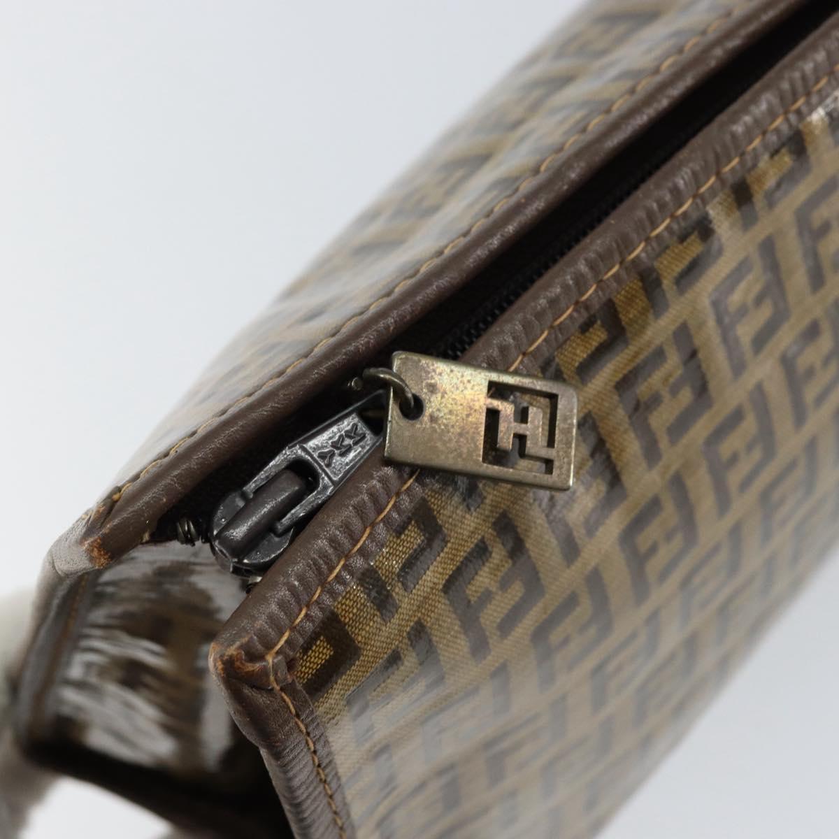 FENDI Zucchino Canvas Clutch Bag Beige Auth ep12093