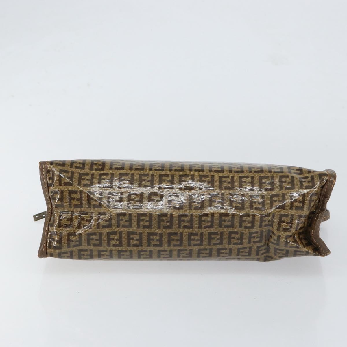 FENDI Zucchino Canvas Clutch Bag Beige Auth ep12093