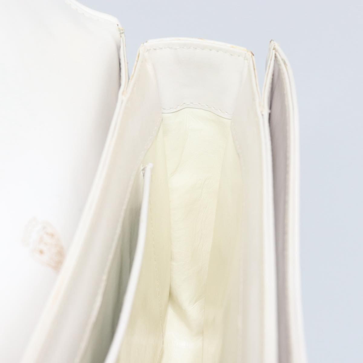 GUCCI Hand Bag Leather White Gold Auth ep12094