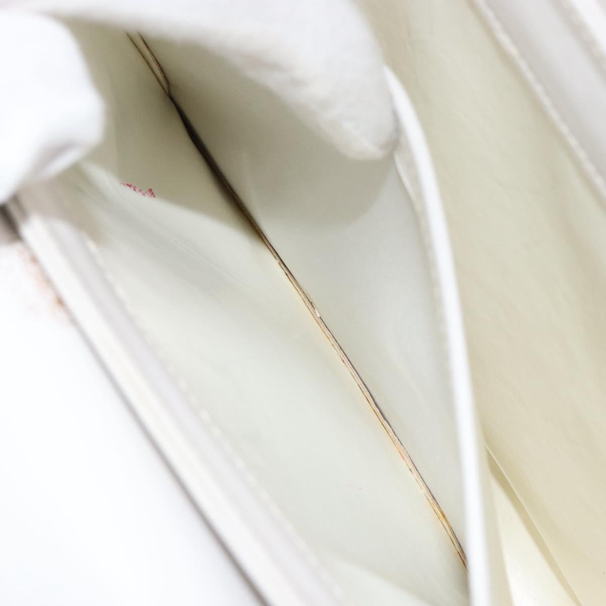 GUCCI Hand Bag Leather White Gold Auth ep12094