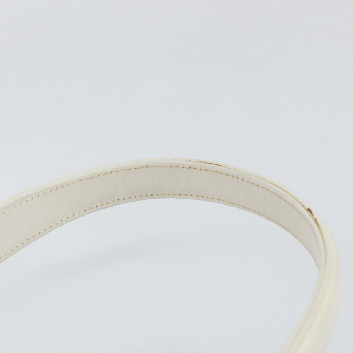 GUCCI Hand Bag Leather White Gold Auth ep12094