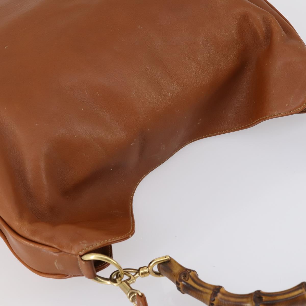 GUCCI Bamboo Shoulder Bag Leather 2way Brown Gold 001 2852 1577 0 Auth ep12095