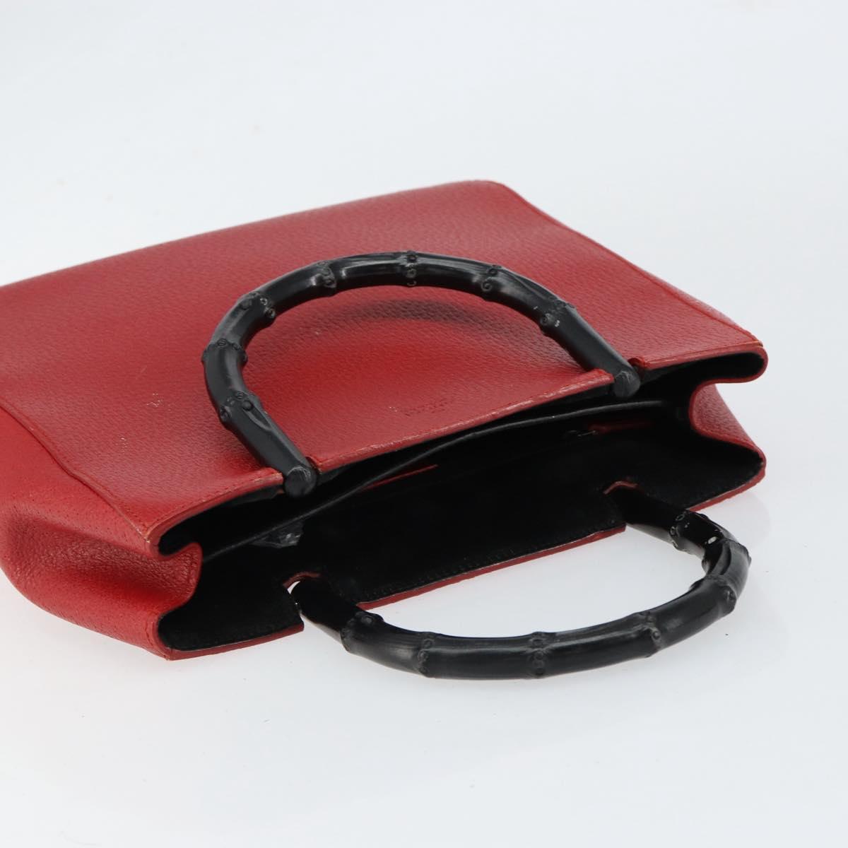 GUCCI Bamboo Hand Bag Leather Red 002 1061 Auth ep12097