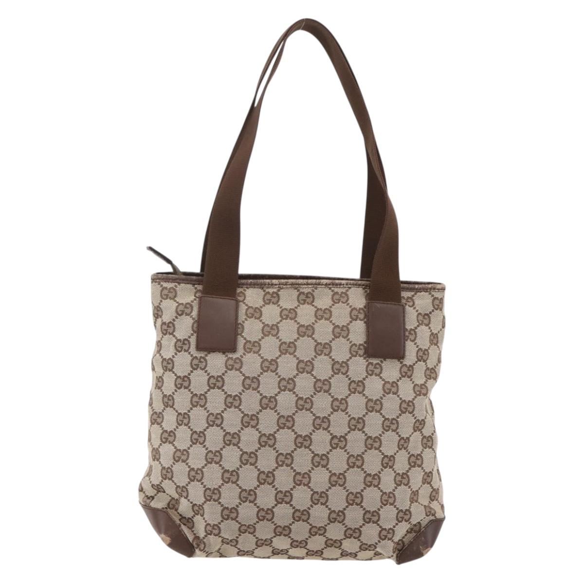 GUCCI GG Canvas Tote Bag Beige Silver 28893 Auth ep12098
