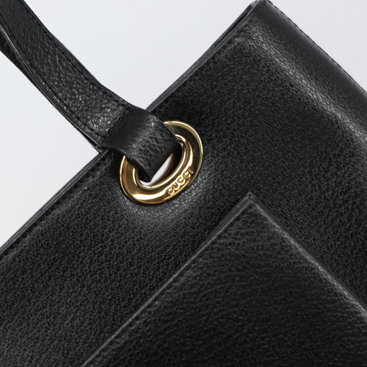 GUCCI Tote Bag Leather Black Gold 002 1817 0336 Auth ep12099