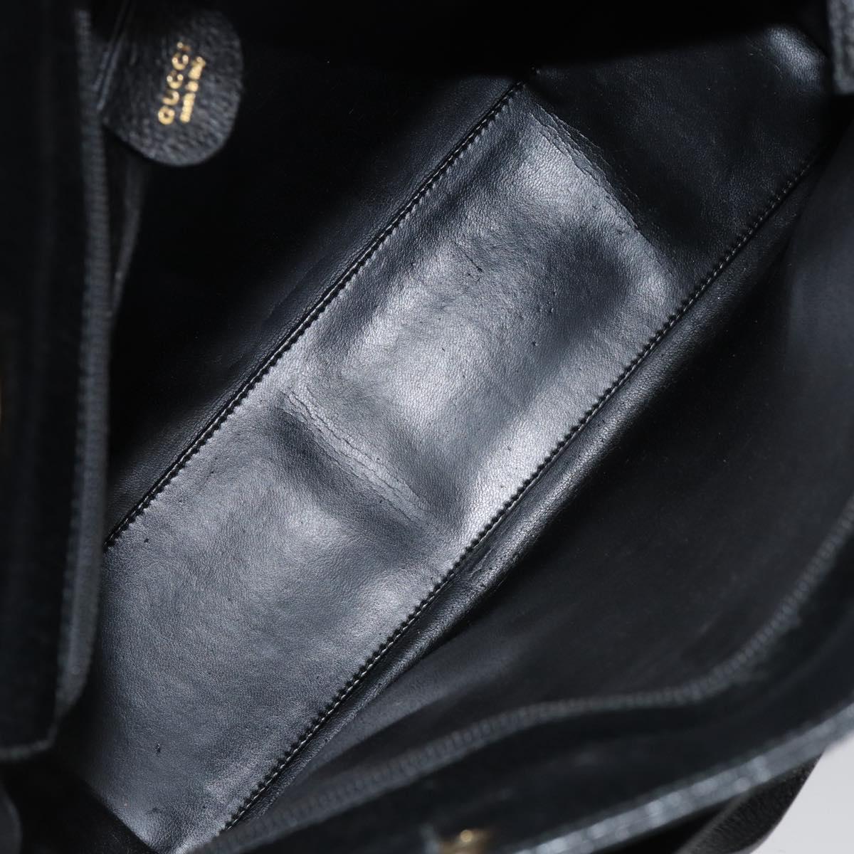 GUCCI Tote Bag Leather Black Gold 002 1817 0336 Auth ep12099