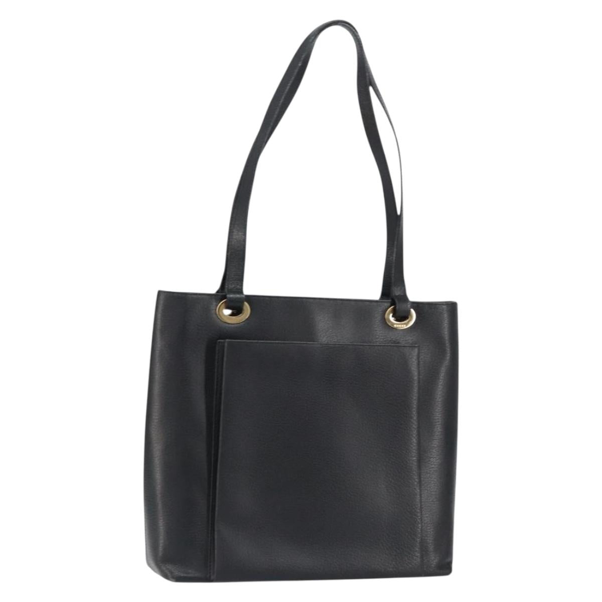 GUCCI Tote Bag Leather Black Gold 002 1817 0336 Auth ep12099