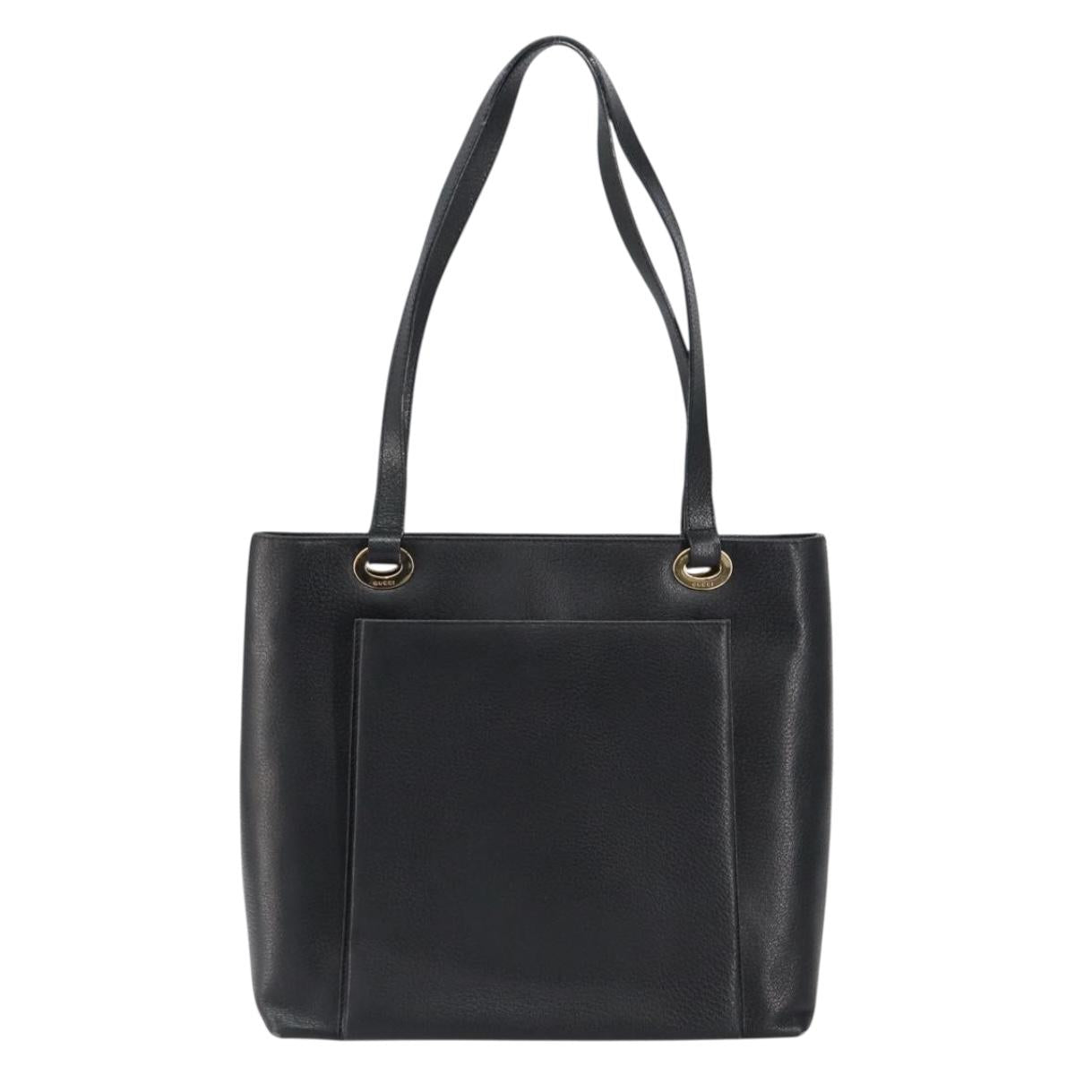 GUCCI Tote Bag Leather Black Gold 002 1817 0336 Auth ep12099