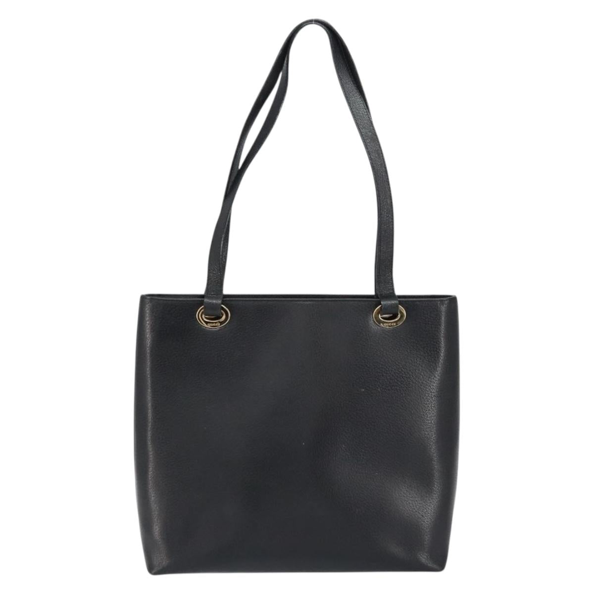 GUCCI Tote Bag Leather Black Gold 002 1817 0336 Auth ep12099