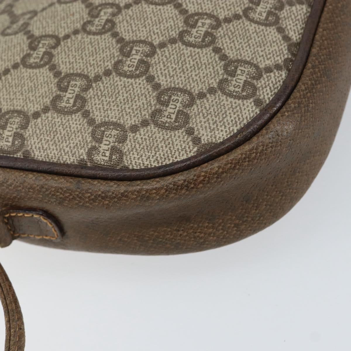 GUCCI GG Plus Supreme Shoulder Bag PVC Beige Gold Auth ep12104