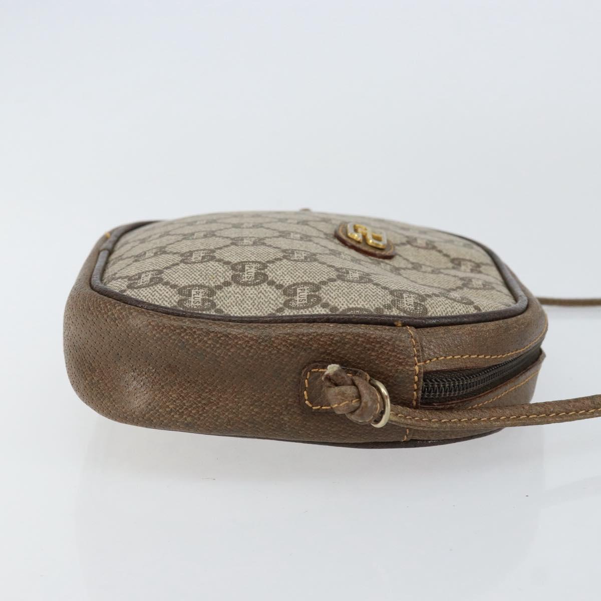 GUCCI GG Plus Supreme Shoulder Bag PVC Beige Gold Auth ep12104