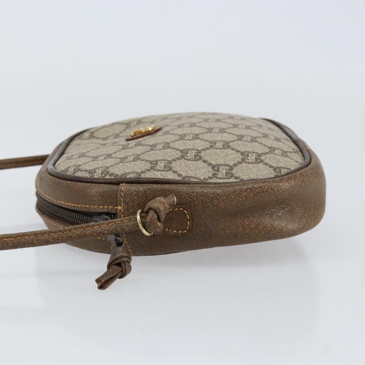 GUCCI GG Plus Supreme Shoulder Bag PVC Beige Gold Auth ep12104