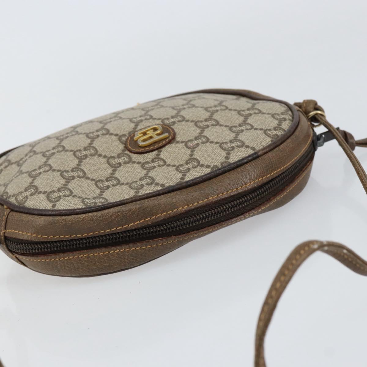 GUCCI GG Plus Supreme Shoulder Bag PVC Beige Gold Auth ep12104