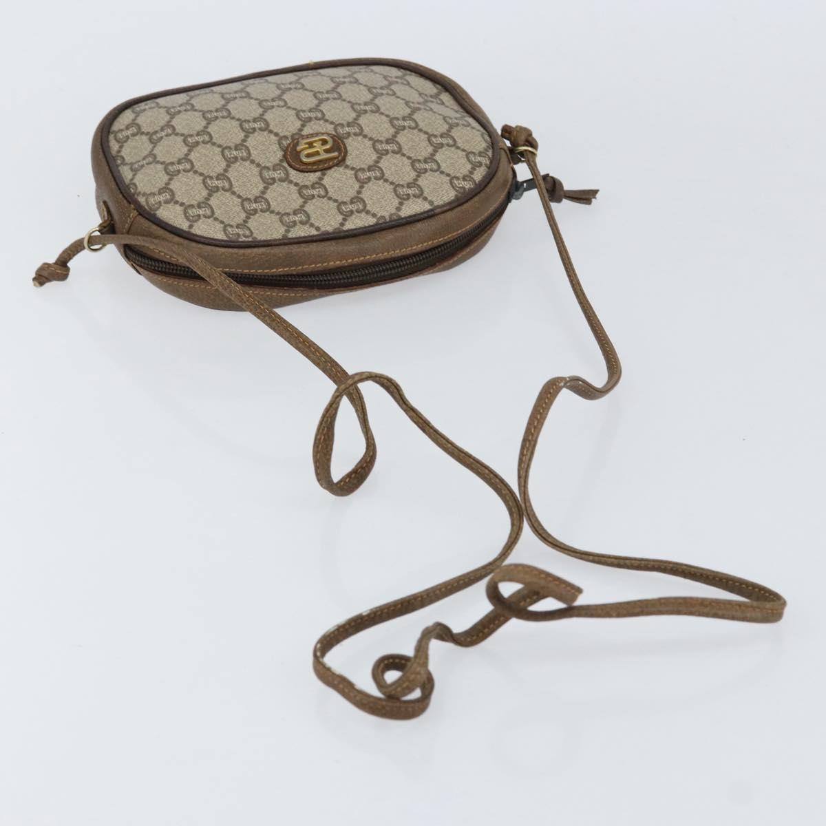 GUCCI GG Plus Supreme Shoulder Bag PVC Beige Gold Auth ep12104