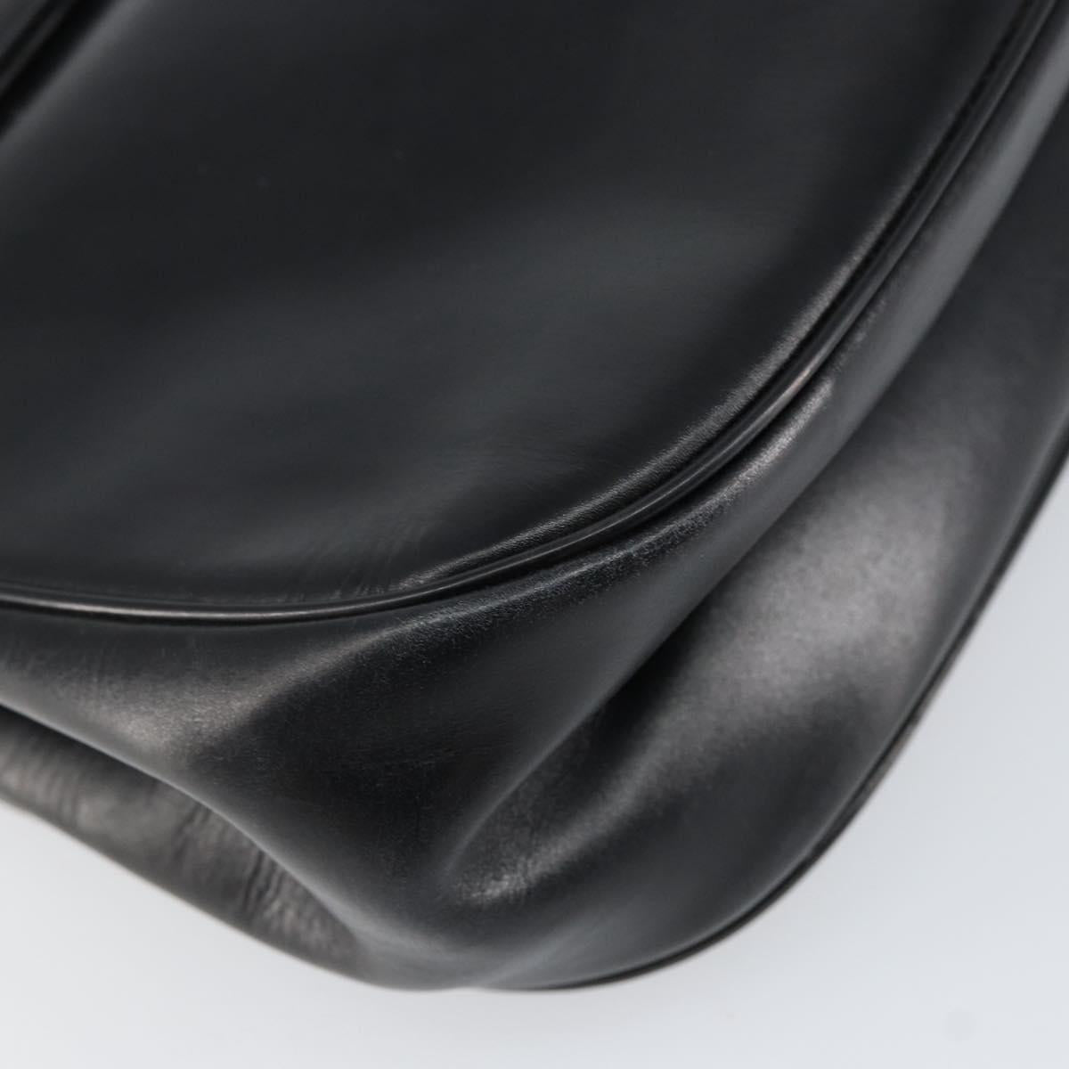 Christian Dior Chain Shoulder Bag Leather Black Gold Auth ep12110