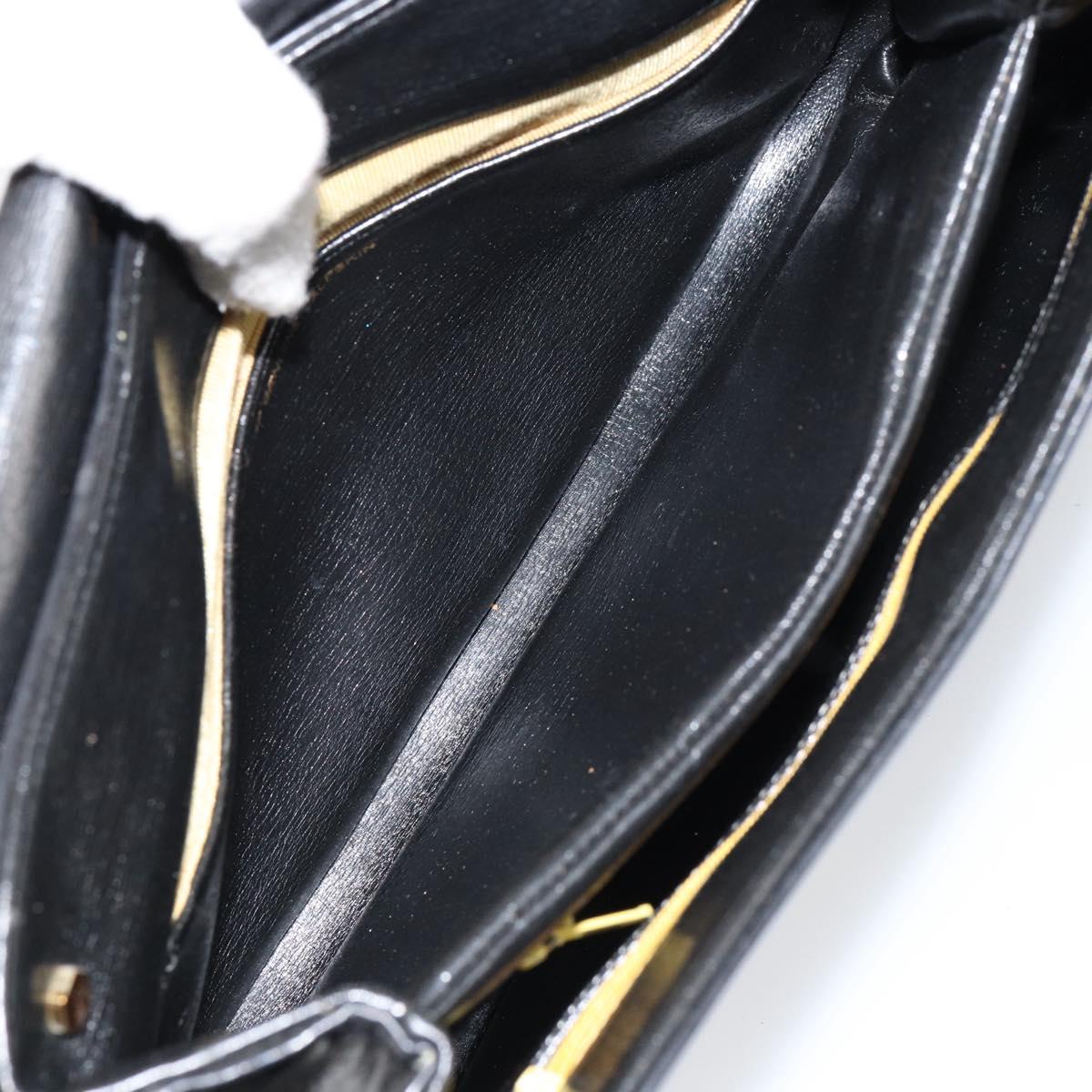 Christian Dior Chain Shoulder Bag Leather Black Gold Auth ep12110