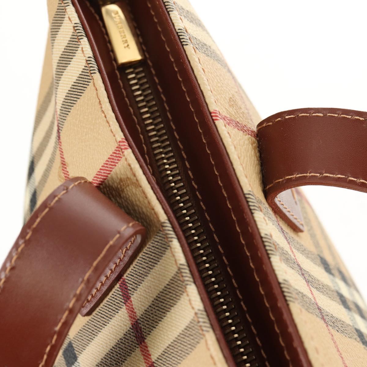 BURBERRY Nova Check Tote Bag PVC Beige Gold Auth ep12112A