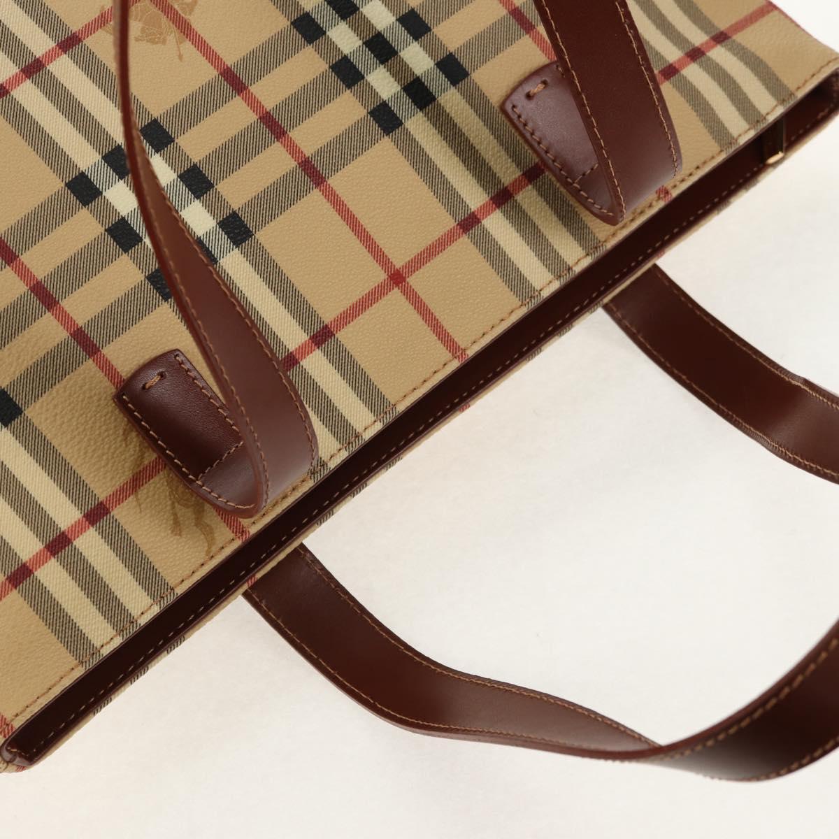 BURBERRY Nova Check Tote Bag PVC Beige Gold Auth ep12112A