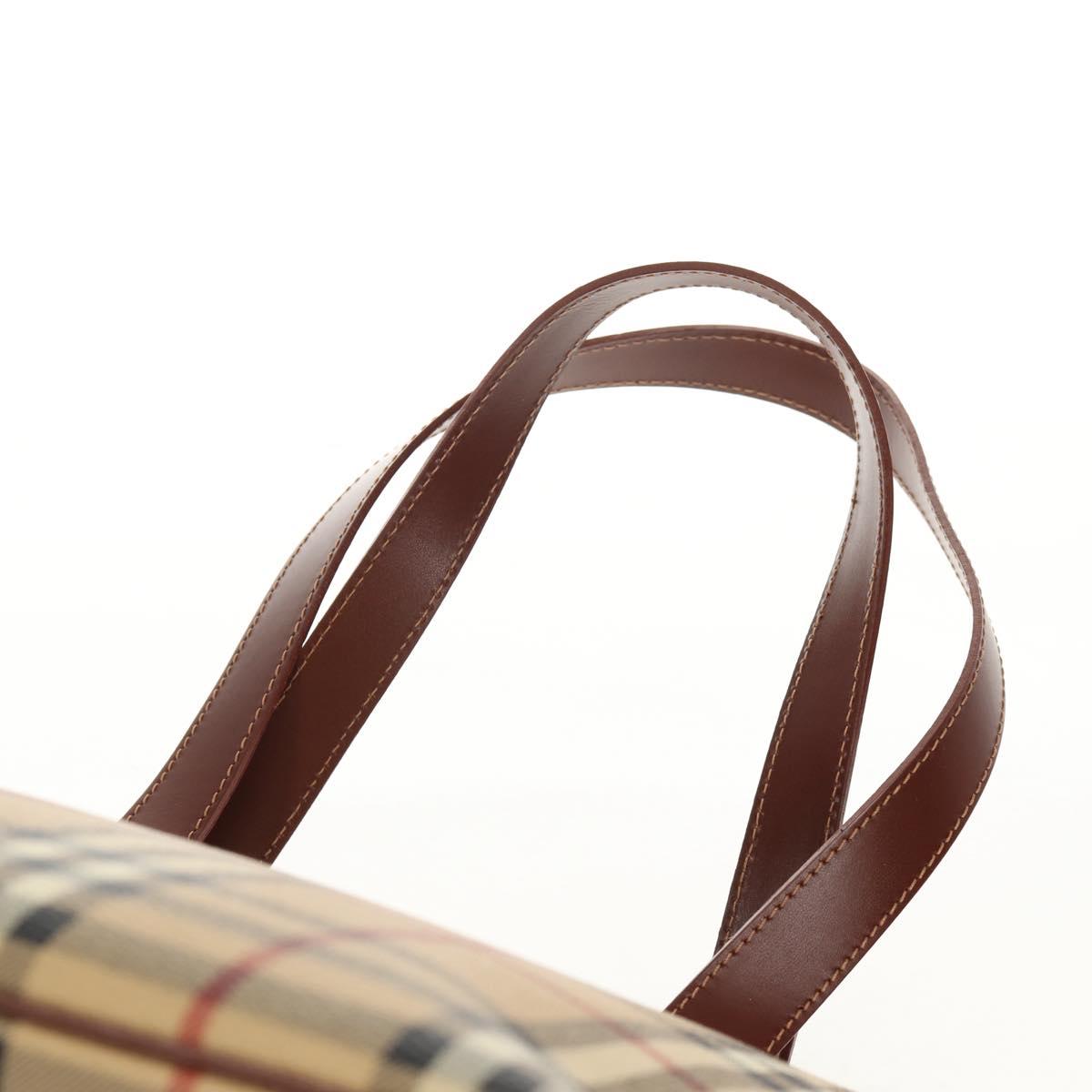 BURBERRY Nova Check Tote Bag PVC Beige Gold Auth ep12112A