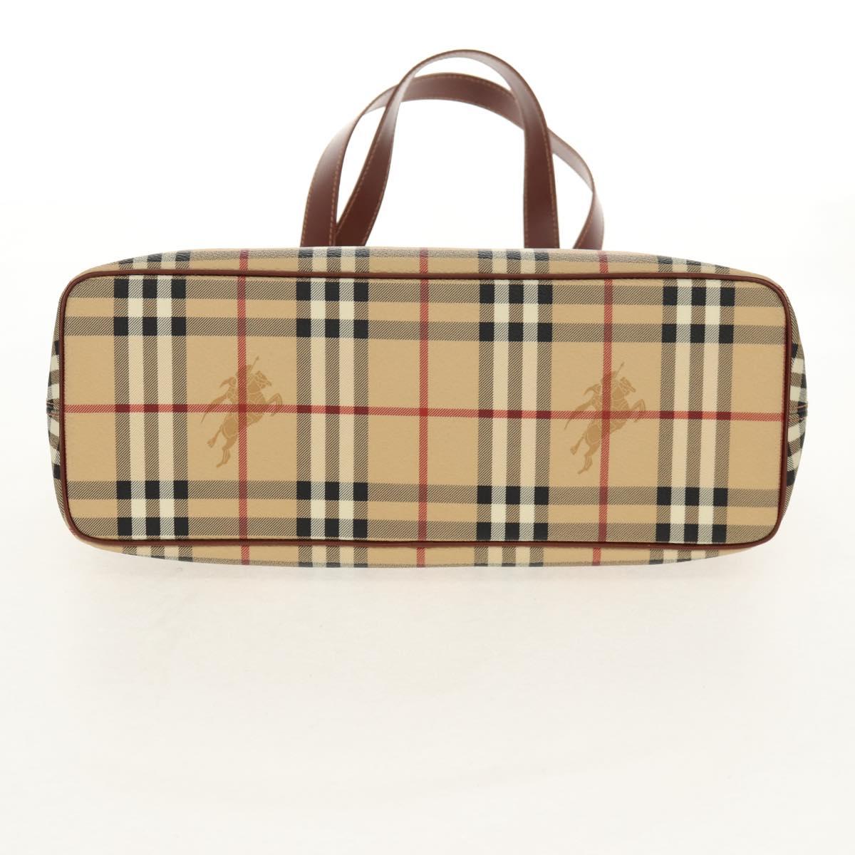 BURBERRY Nova Check Tote Bag PVC Beige Gold Auth ep12112A