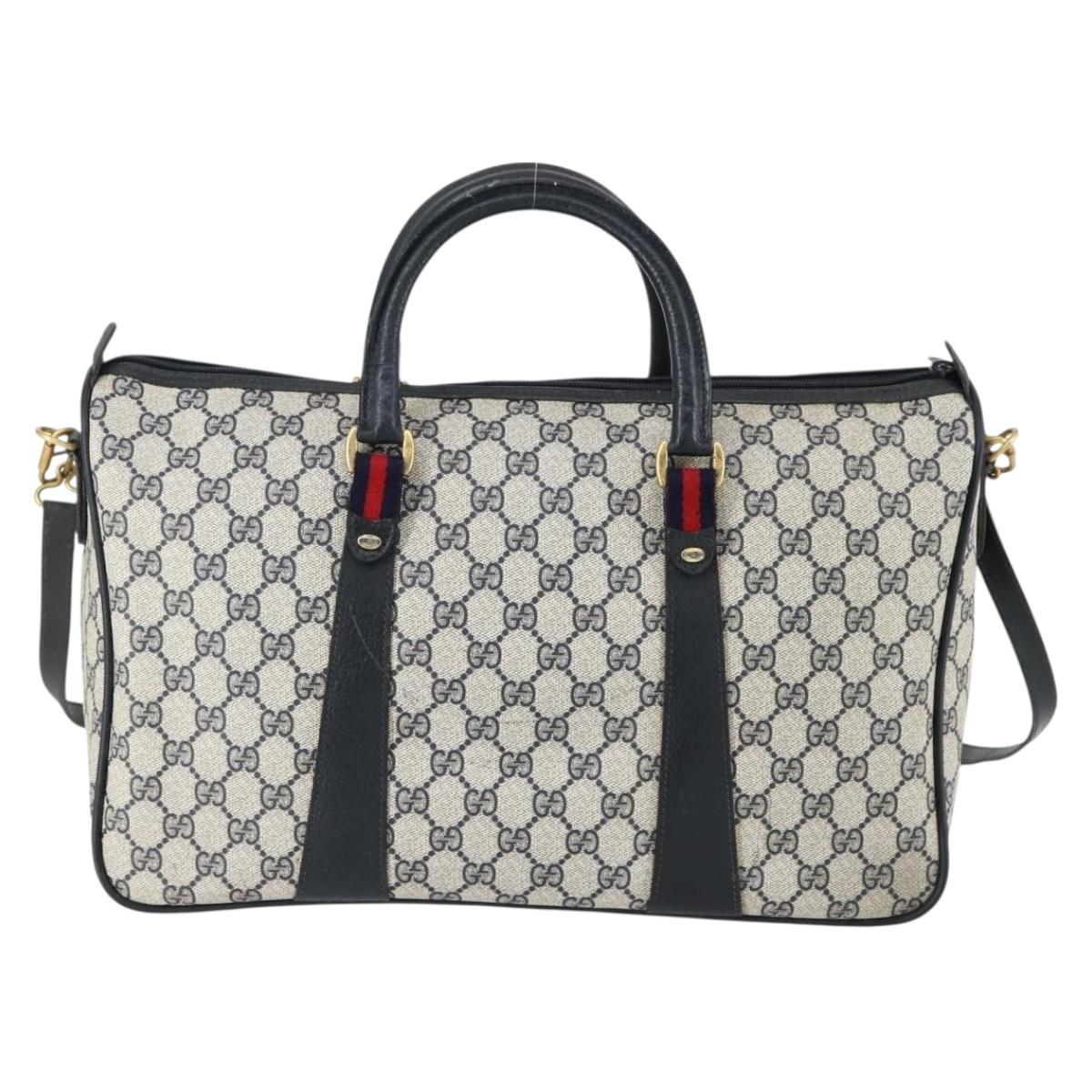 GUCCI GG Supreme Sherry Line Hand Bag PVC 2way Navy Red 39 02 041 Auth ep12116