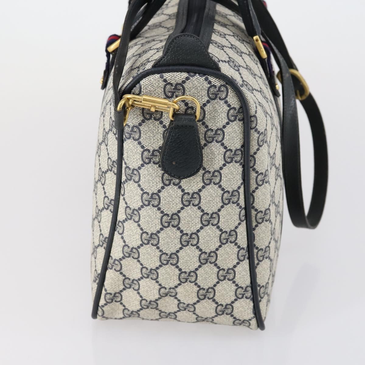 GUCCI GG Supreme Sherry Line Hand Bag PVC 2way Navy Red 39 02 041 Auth ep12116