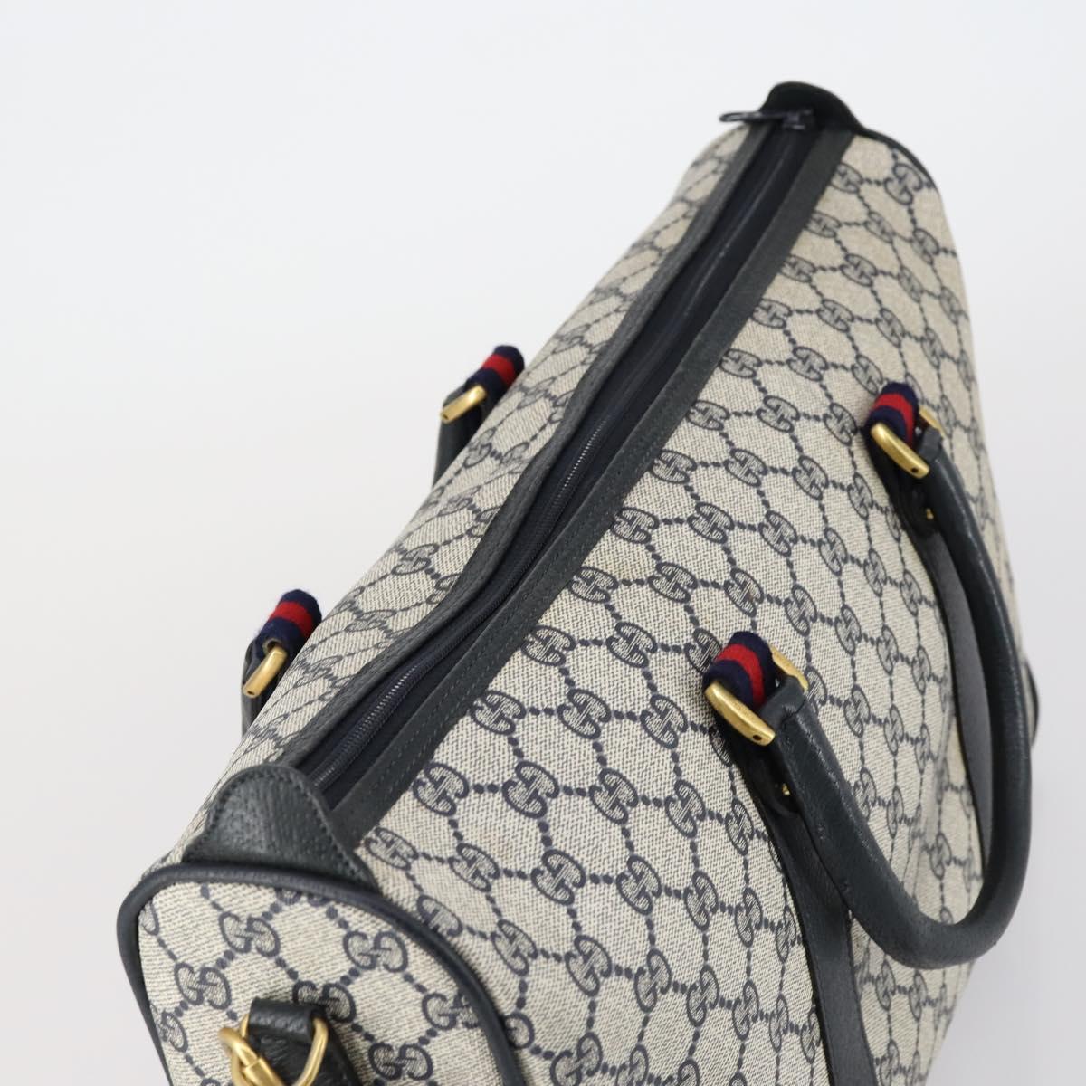 GUCCI GG Supreme Sherry Line Hand Bag PVC 2way Navy Red 39 02 041 Auth ep12116