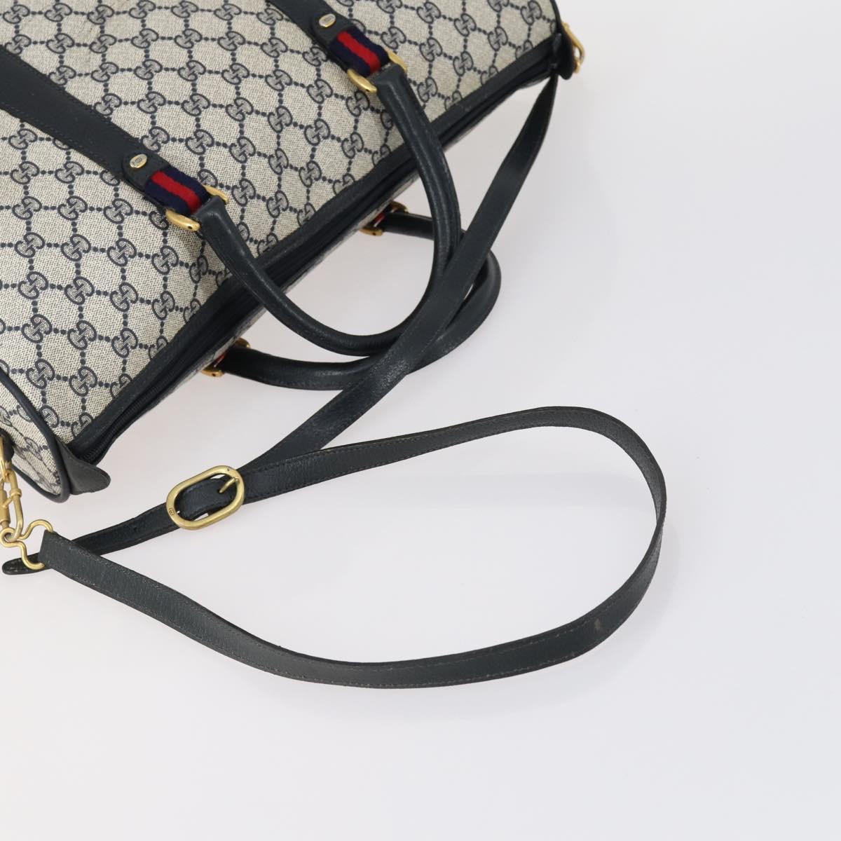 GUCCI GG Supreme Sherry Line Hand Bag PVC 2way Navy Red 39 02 041 Auth ep12116