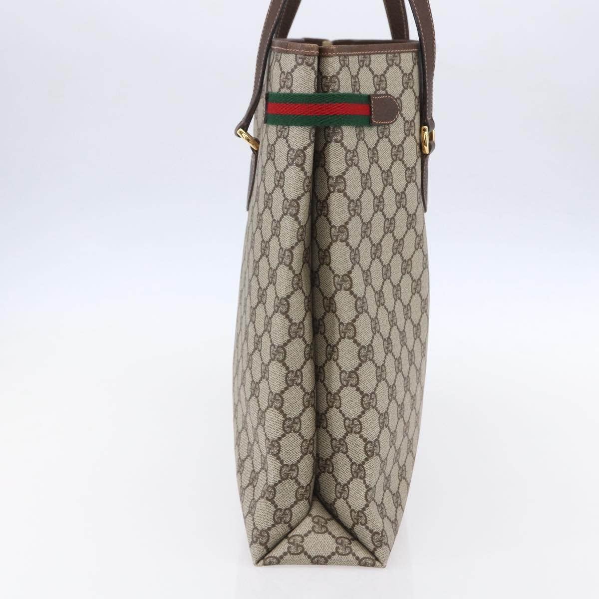 GUCCI GG Supreme Web Sherry Line Tote Bag PVC Beige 39 02 091 Auth ep12117