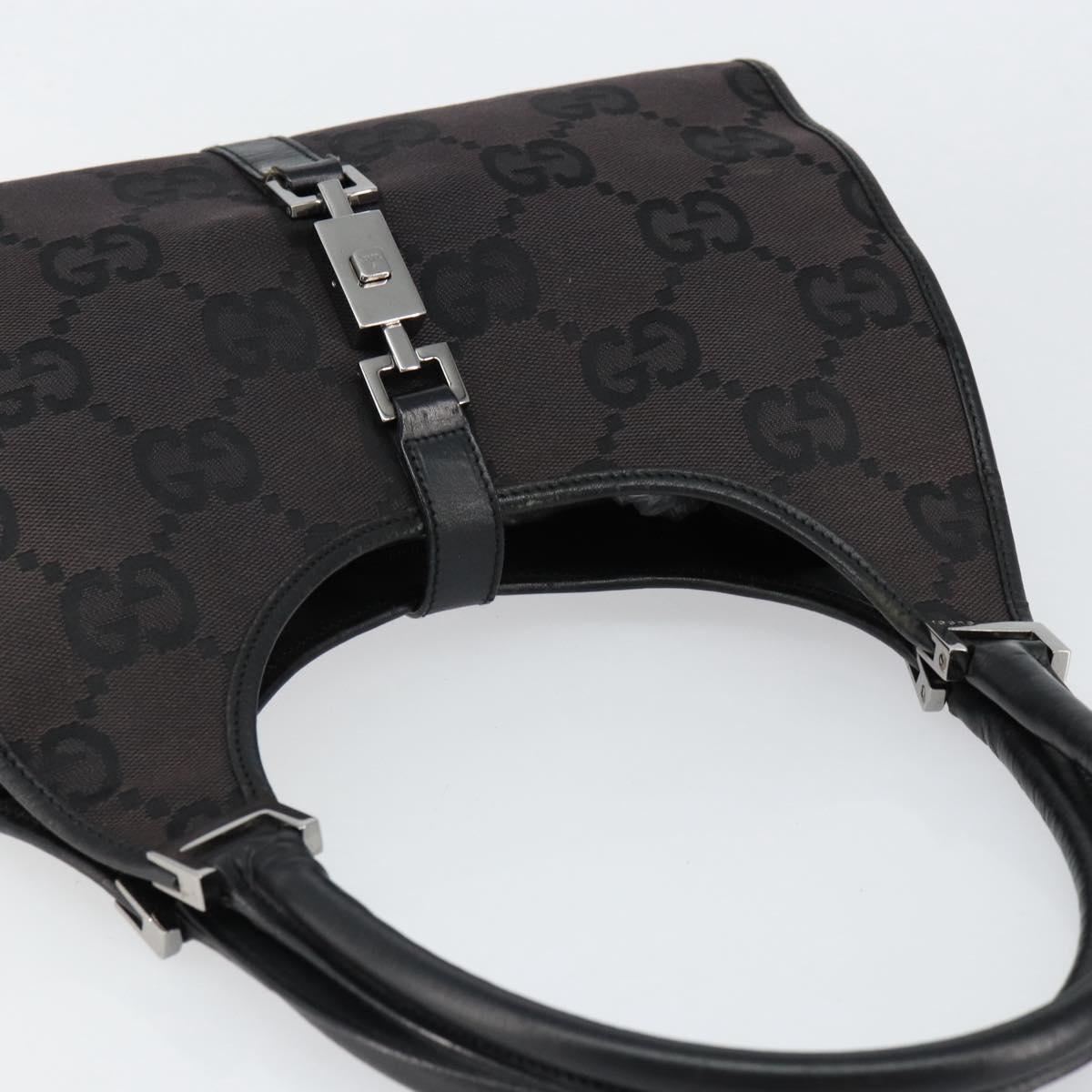 GUCCI GG Canvas Jackie Hand Bag Black Silver 002 1067 2123 Auth ep12122